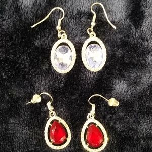 Sapphire and Ruby Dangling Earrings